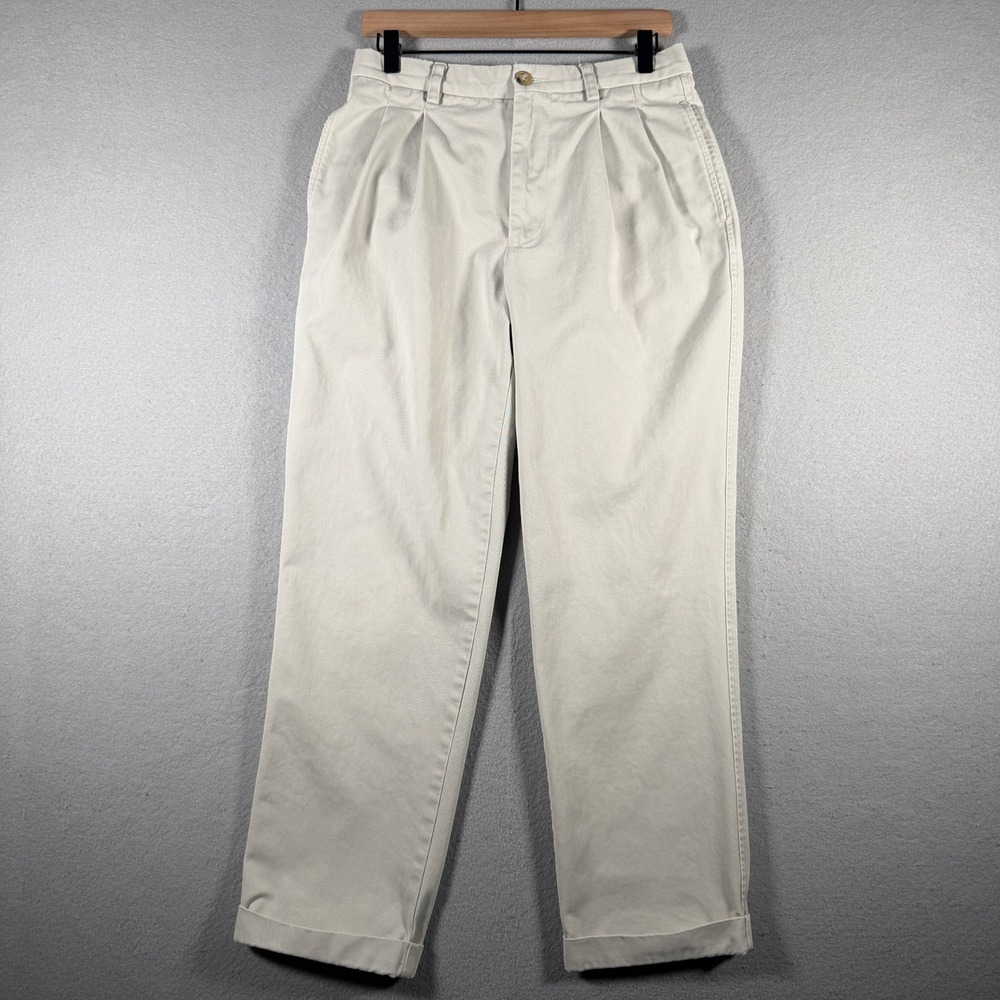 Banana Republic Mens 30x29 Pleated Chinos Beige Cotton Straight Leg Pants 711707